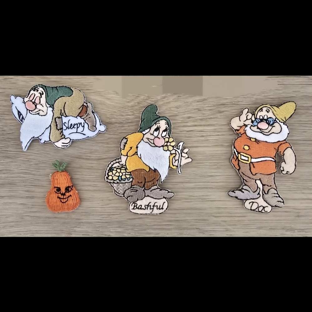 Disney Snow White Dwarfs Applique Patch Lot Collection SLEEPY BASHFUL DOC